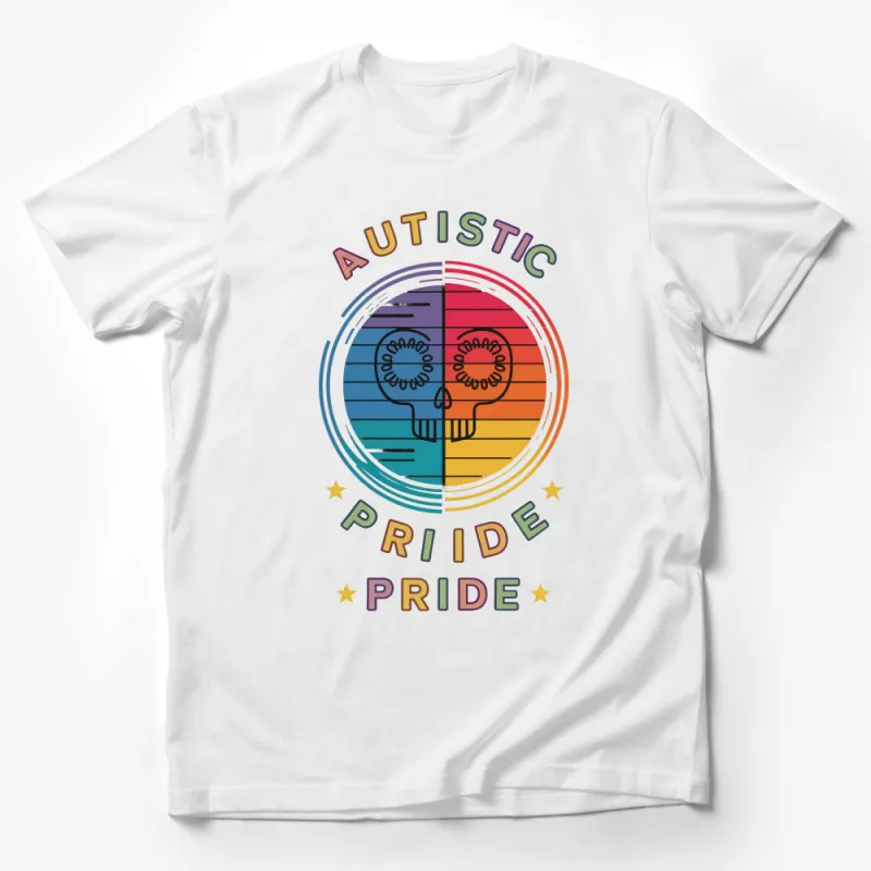 Autistic Pride Day T-Shirt, Colorful Rainbow Brain Graphic Tee, Awareness Apparel, Unisex Adult Clothing, Supportive Fashion Top Male T-Shirt