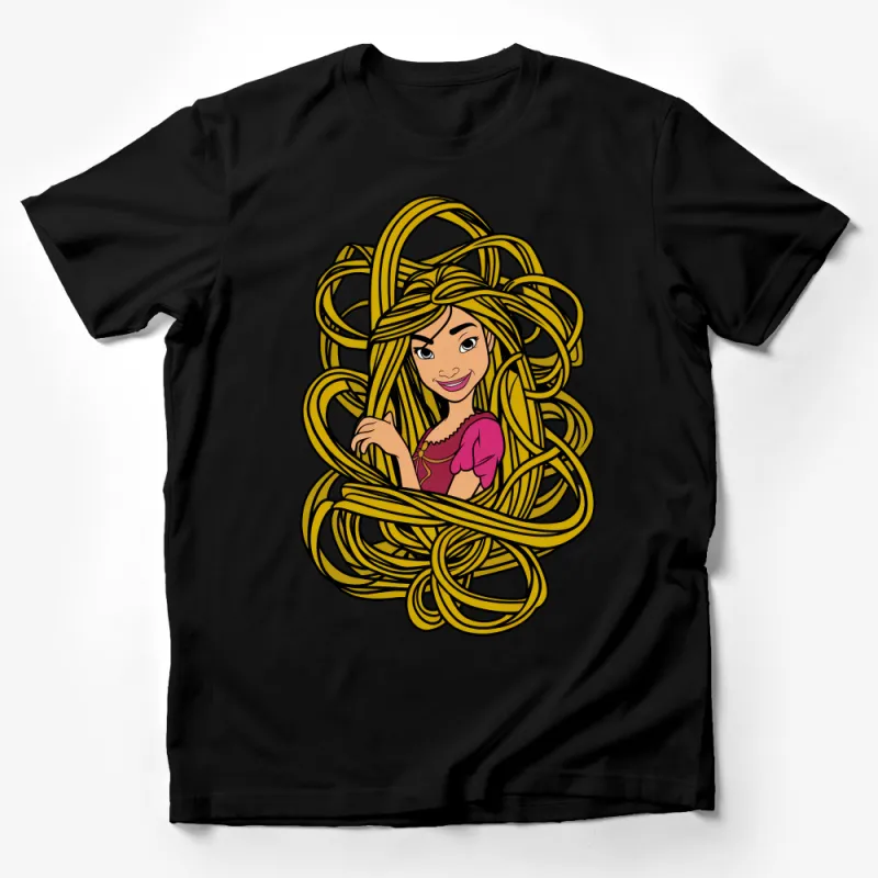 Women's T-Shirt with Intricate Yellow Knot Design, Stylish Cartoon Character, Casual Wear, Gift Idea Male T-Shirt