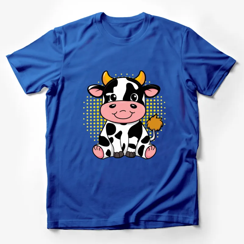 Cute Cartoon Cow T-Shirt, Kids Animal Graphic Tee, Unisex Children's Clothing, Fun Farm Animal Shirt, Adorable Cow Illustration Top Male T-Shirt