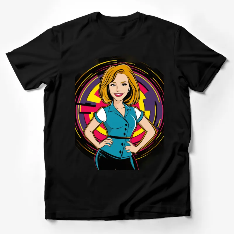 Colorful Pop Art Style Woman Graphic Tee, Vibrant Cartoon Character Shirt, Trendy Fashion T-Shirt, Unique Artistic Apparel Male T-Shirt