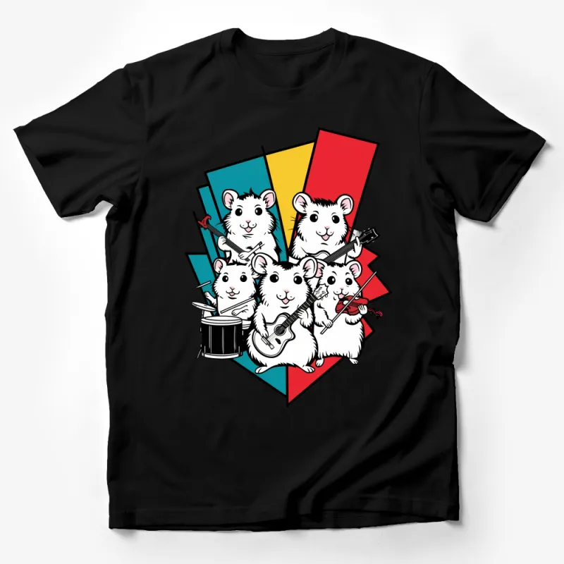 Cartoon Music Band Mice T-Shirt, Colorful Cute Mouse Tee, Unisex Kids and Adult Shirt Male T-Shirt