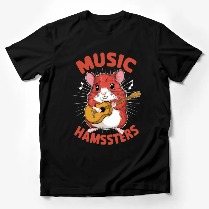 Music Hamsters T-Shirt, Cute Guitar Playing Hamster Tee, Fun Animal Musician Top, Unisex Graphic Shirt Gift for Music Lovers Male T-Shirt