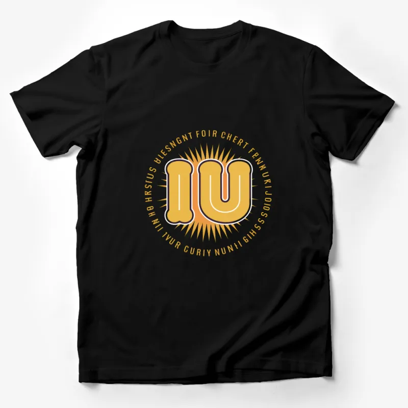 Vintage Letter U T-Shirt, Retro Alphabet Graphic Tee, Unisex Casual Shirt, Bold Initial Print Top Male T-Shirt