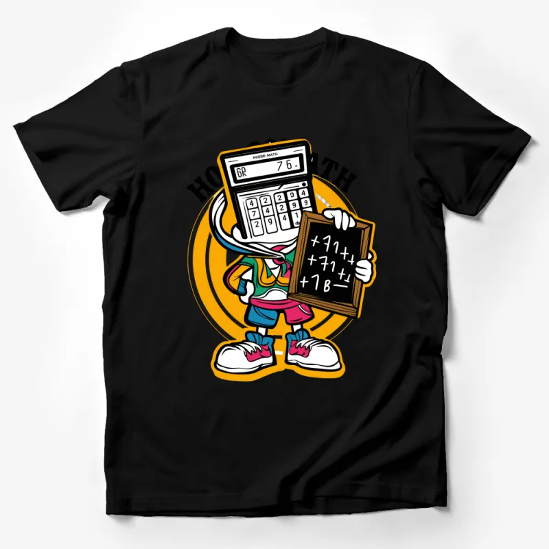 Funny Math T-Shirt, Cool Calculator Character Tee, Hip Hop Style Math Geek Shirt, Unique Teacher Gift, Unisex Adult Clothing Male T-Shirt