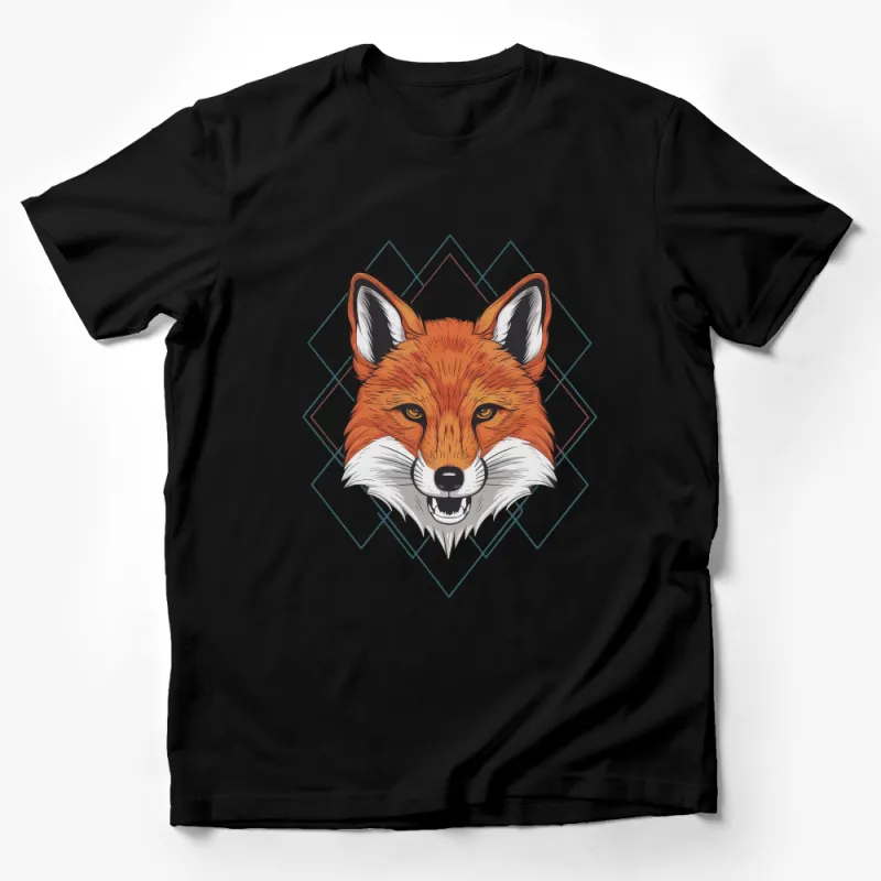 Geometric Fox Face Graphic Tee, Unisex Animal Print T-Shirt, Nature Inspired Casual Wear, Artistic Fox Design Shirt, Gift Idea Male T-Shirt