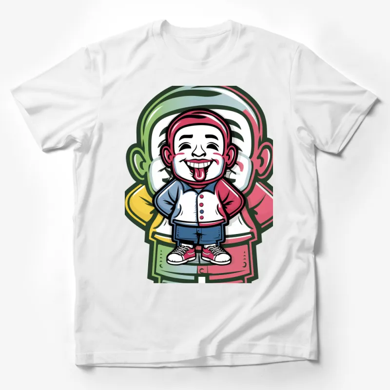 Colorful Cartoon Character T-Shirt, Vibrant Street Art Style Tee, Unisex Fashion Top, Casual Wear Male T-Shirt