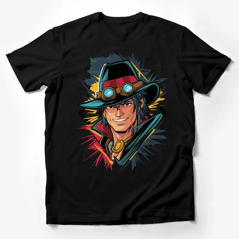 Steampunk Adventurer Graphic T-Shirt, Vibrant Character Art Tee, Unique Unisex Apparel, Cool Fantasy Clothing, Gift Idea Male T-Shirt