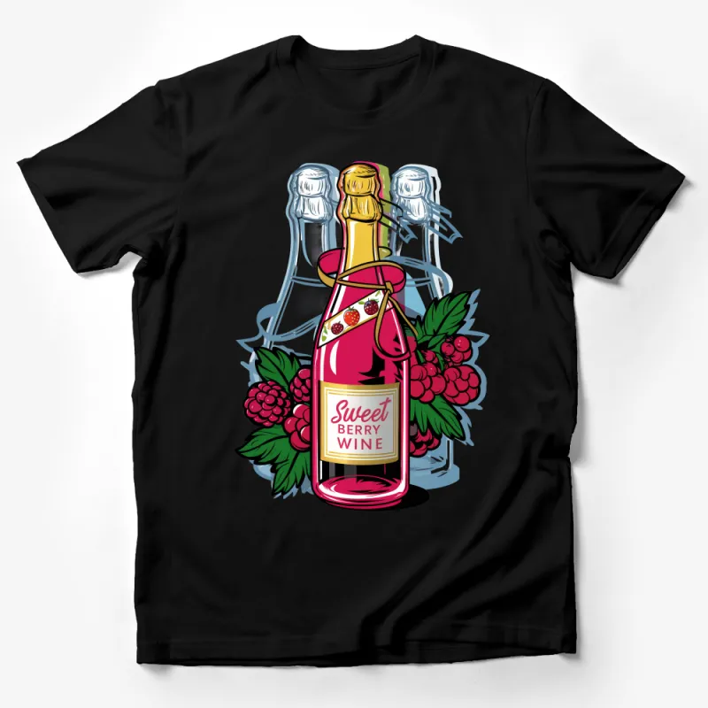 Berry Wine Bottle Graphic T-Shirt, Sweet Red Wine Lover Gift, Casual Summer Tee, Unisex Fruit Wine Shirt, Vineyard Apparel Male T-Shirt