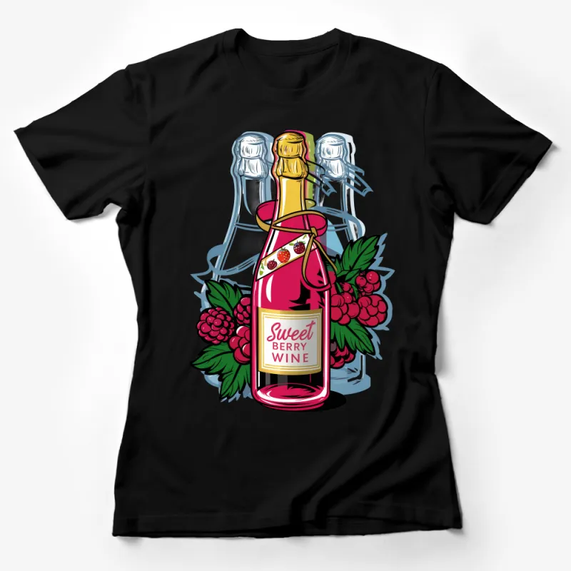 Berry Wine Bottle Graphic T-Shirt, Sweet Red Wine Lover Gift, Casual Summer Tee, Unisex Fruit Wine Shirt, Vineyard Apparel Female T-Shirt