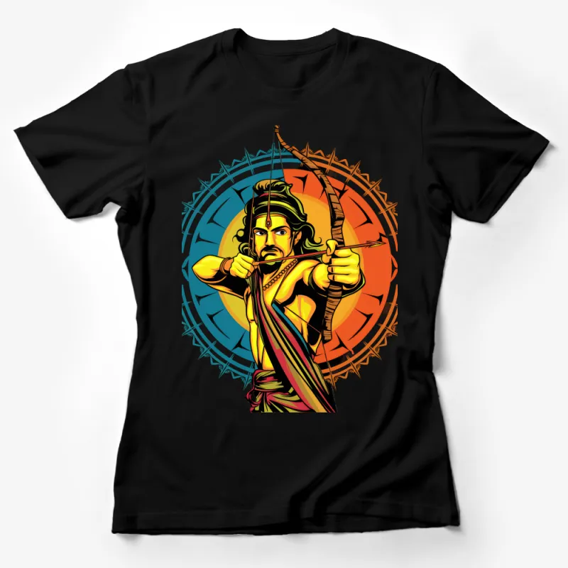 Epic Archer Warrior Graphic Tee, Vibrant Mythological Hero T-Shirt, Unisex Fantasy Apparel, Unique Artistic Design Shirt, Gift Idea Female T-Shirt