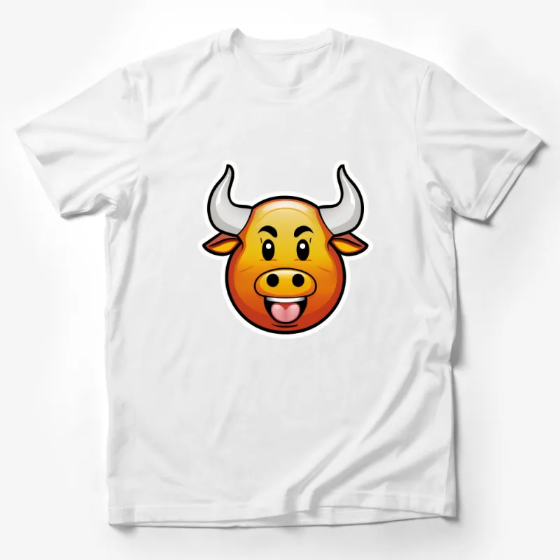 Cute Cartoon Bull T-Shirt, Funny Animal Graphic Tee, Unisex Casual Shirt, Gift for Animal Lovers, Soft Cotton Comfort, All Sizes Male T-Shirt