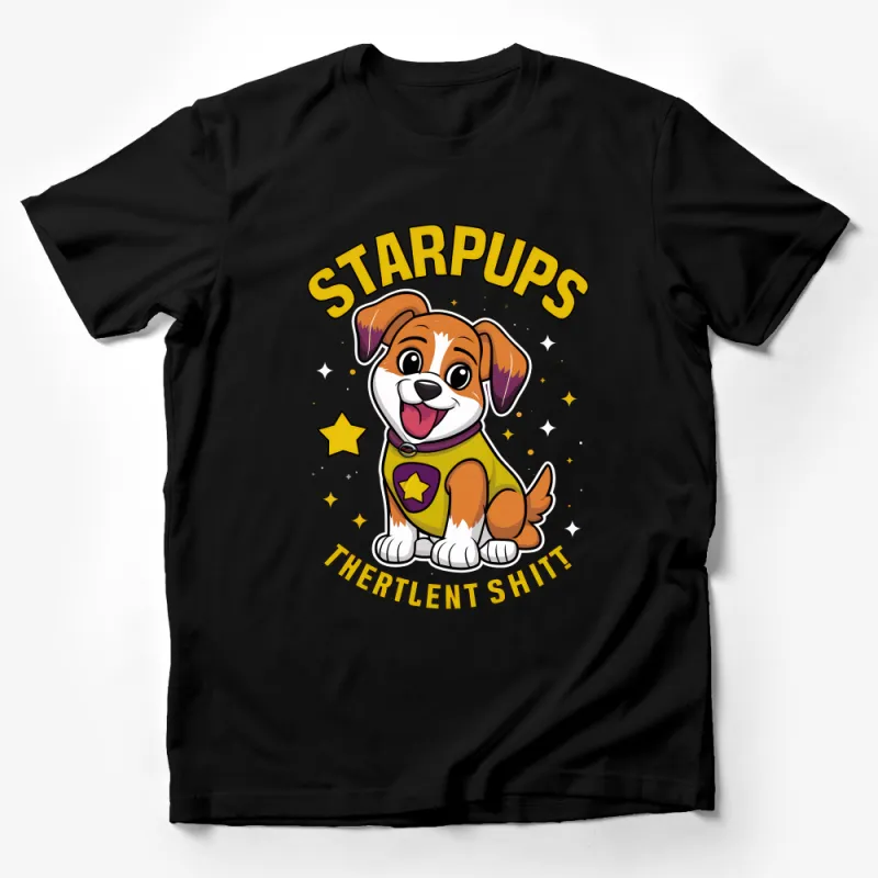 Cute Dog Starpups T-Shirt, Funny Pet Lover Tee, Unisex Graphic Shirt, Casual Streetwear, Animal Cartoon Top, Gift for Dog Owners Male T-Shirt