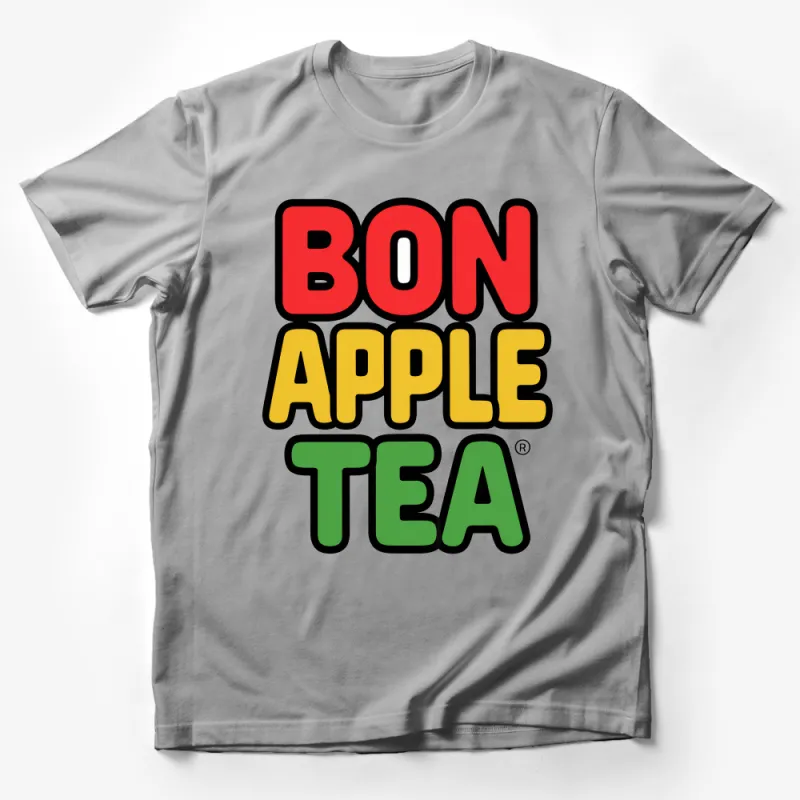 Colorful Bon Apple Tea Graphic Tee, Funny Pun Shirt, Unisex Casual T-Shirt, Unique Statement Top, Gift Idea Male T-Shirt