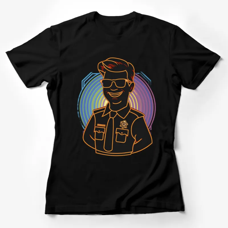 Retro Police Officer Graphic Tee, Cool Vintage Style Law Enforcement Shirt, Unisex Casual Wear, Unique Apparel Gift, Trendy T-Shirt Design Female T-Shirt