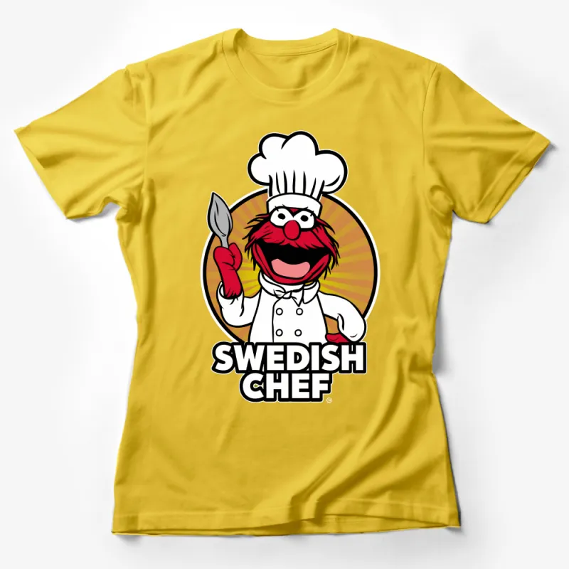 Chef T-Shirt, Swedish Chef Cartoon Character, Funny Kitchen Tee, Unisex Adult Clothing, Gift for Cooks, Novelty Graphic Shirt Female T-Shirt