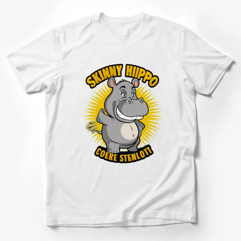 Funny Skinny Hippo T-Shirt, Cute Animal Cartoon Tee, Unisex Graphic Shirt, Gift for Animal Lovers Male T-Shirt