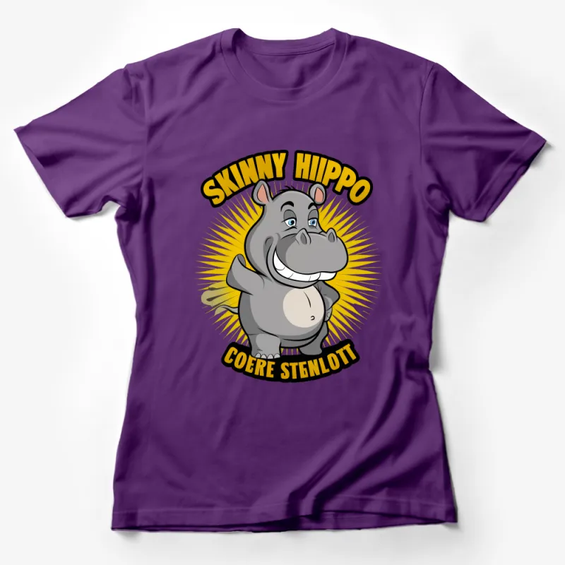 Funny Skinny Hippo T-Shirt, Cute Animal Cartoon Tee, Unisex Graphic Shirt, Gift for Animal Lovers Female T-Shirt