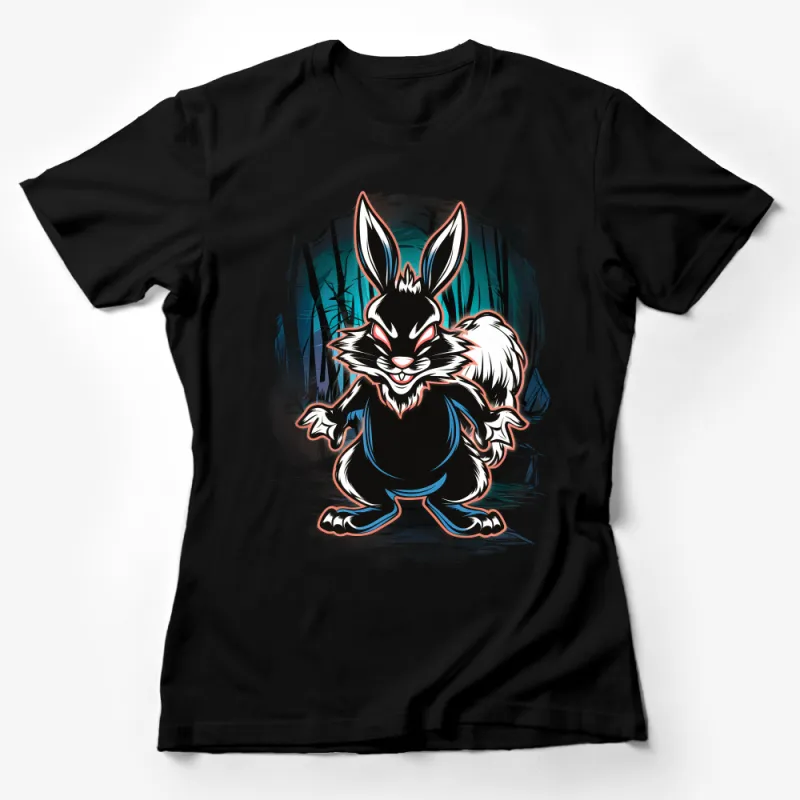 Men's Graphic Tee, Fierce Rabbit Design, Cool Forest Animal T-Shirt, Unique Illustrated Bunny Tee, Casual Street Style Top Female T-Shirt