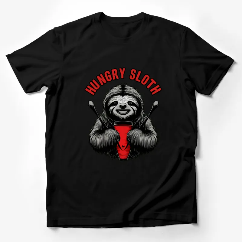 Hungry Sloth Graphic Tee, Funny Animal T-Shirt, Unisex Casual Comfort Wear, Unique Illustration Male T-Shirt