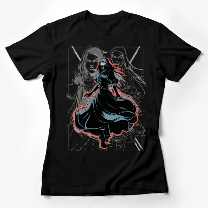 Gothic Fantasy Art T-Shirt, Dark Mysterious Woman Illustration, Stylish Artistic Tee, Unique Graphic Shirt, Alternative Apparel Female T-Shirt