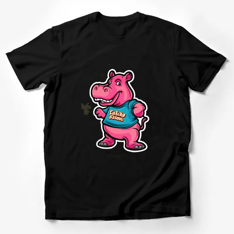 Cute Hippo Graphic Tee, Catchy Slogan T-Shirt, Fun Pink Animal Top, Casual Unisex Apparel, Hipster Hippopotamus Cartoon Shirt Male T-Shirt