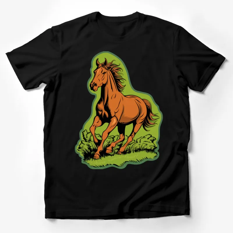 Majestic Chestnut Horse Graphic T-Shirt, Equestrian Tee, Nature-Inspired Shirt, Unisex Horse Lover Apparel, Casual Wear Male T-Shirt