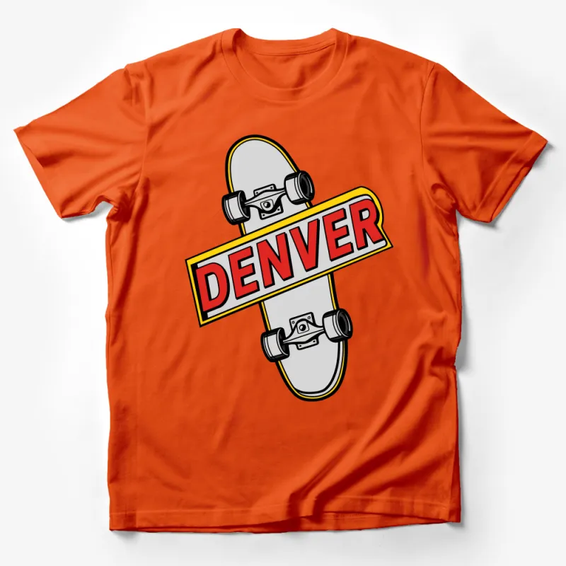 Denver Skateboard Graphic Tee, Cool Skater Style T-Shirt, Urban Streetwear Casual Top, Trendy Skateboarding Apparel for All Male T-Shirt