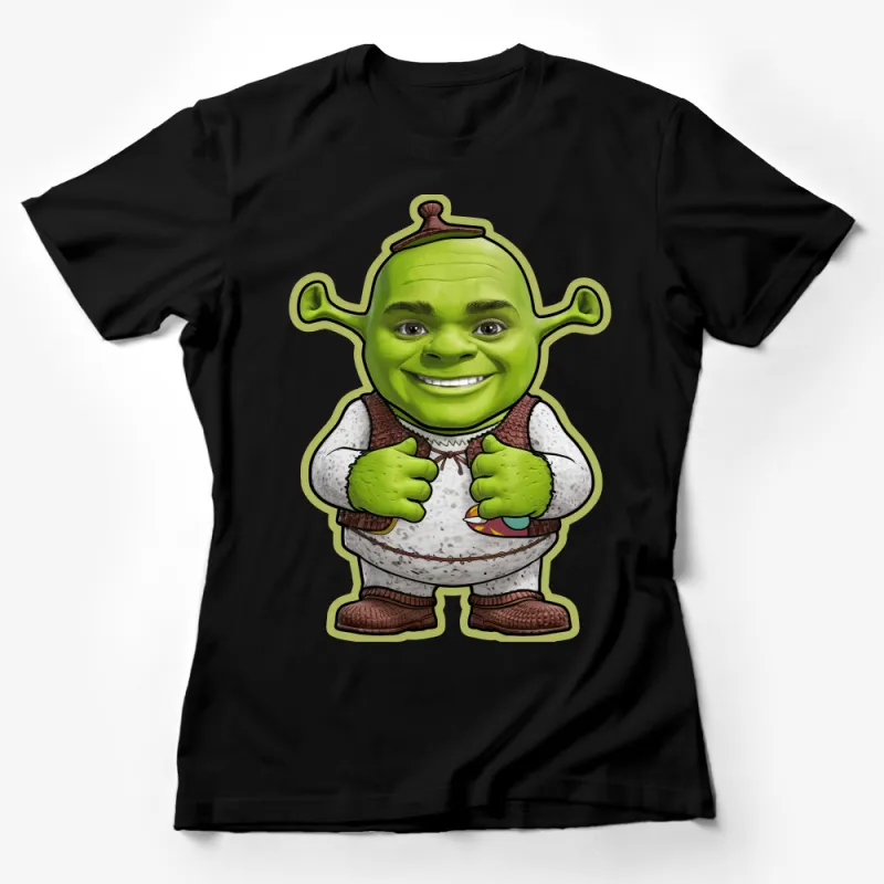 Whimsical Green Ogre Graphic Tee, Funny Fairy Tale Character Shirt, Unisex Casual T-Shirt for Fans Female T-Shirt