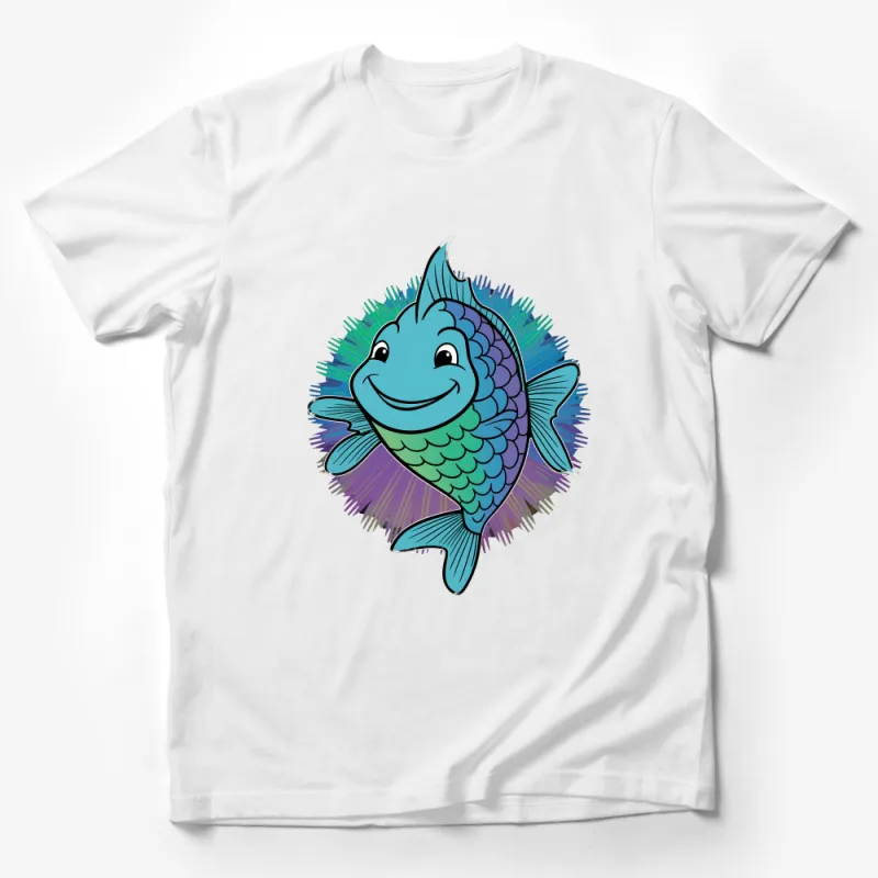 Colorful Fish T-Shirt, Cute Smiling Fish Tee, Unisex Graphic Fish Shirt, Casual Ocean Life Clothing, Fun Summer Tee Gift Male T-Shirt