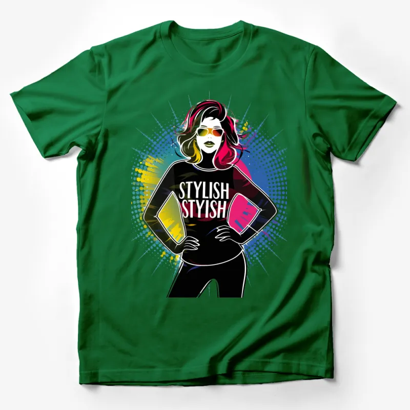 Stylish Pop Art Fashion T-Shirt, Colorful Modern Woman Tee, Urban Streetwear Chic Top Male T-Shirt