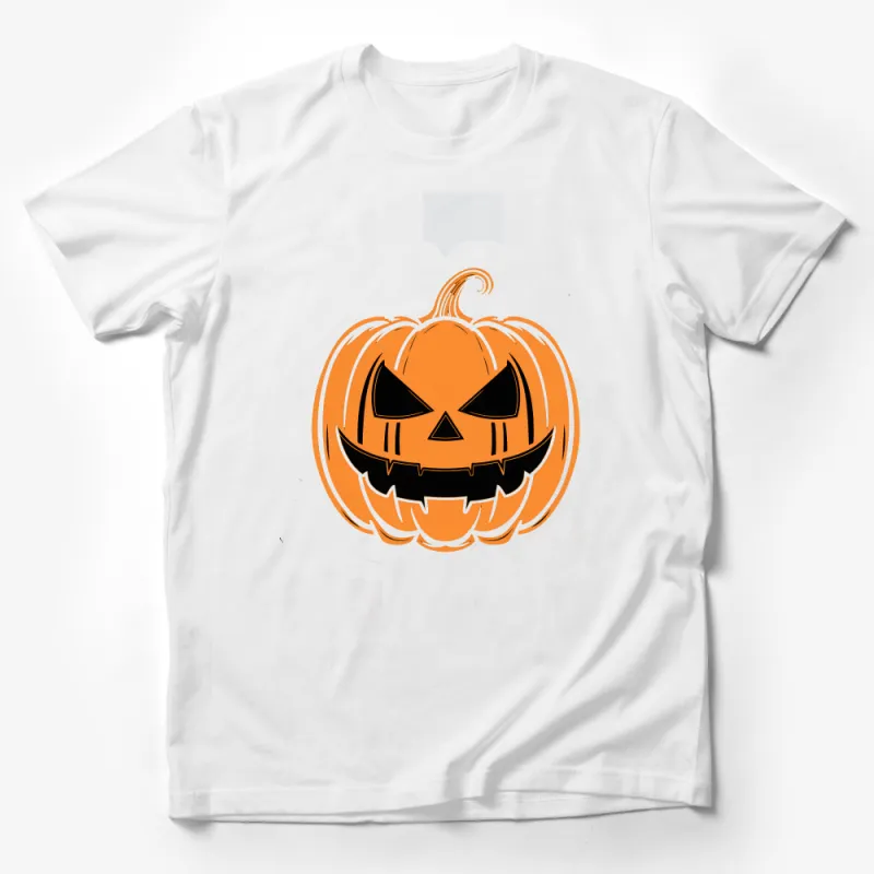 Halloween Pumpkin T-Shirt, Spooky Jack-o'-Lantern Tee, Orange Fall Shirt, Unisex Adult Halloween Apparel Male T-Shirt