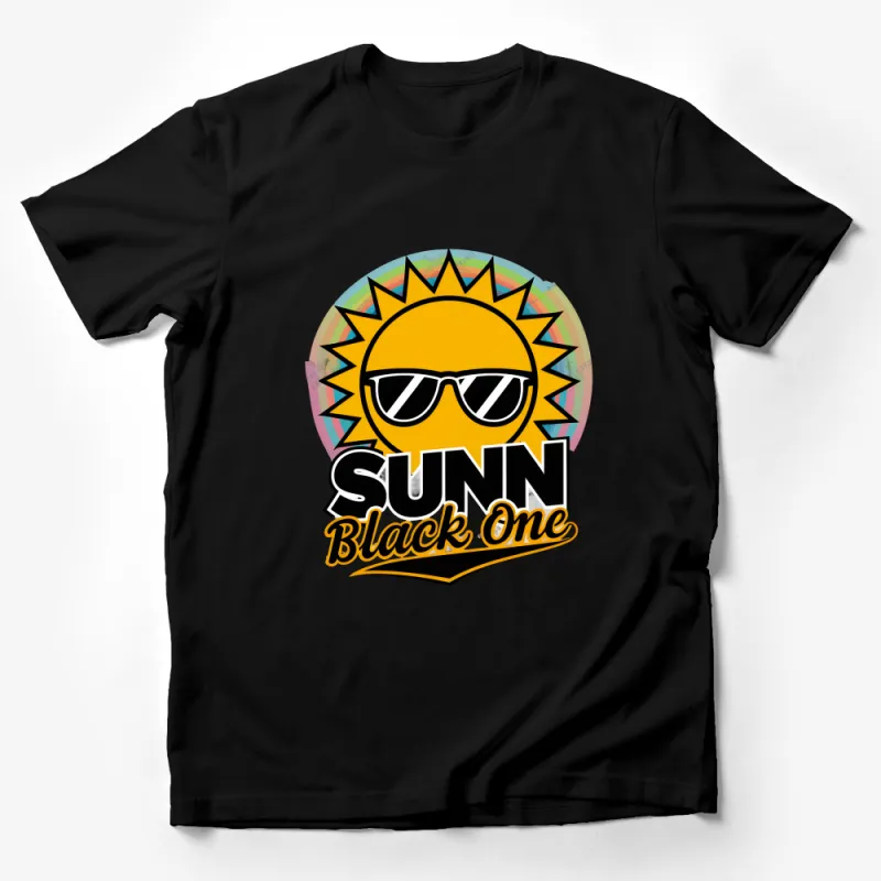 Summer Vibes T-Shirt, Cool Sun with Sunglasses Graphic Tee, Unisex Casual Shirt, Beach Party Top, Trendy Streetwear, Sunn Black One Design Male T-Shirt