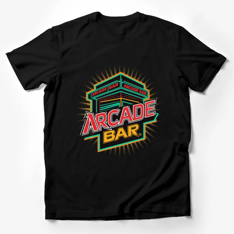 Retro Arcade Bar T-Shirt, Vintage Video Game Tee, Unisex Casual Gaming Shirt, 80s Arcade Style Top, Gift for Gamers Male T-Shirt