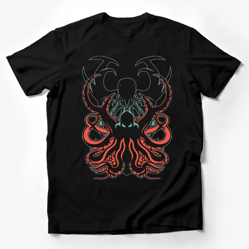 Gothic Octopus T-Shirt, Unisex Graphic Tee, Dark Fantasy Ocean Creature Shirt, Bold Statement Casual Wear, Artistic Tentacle Design Top Male T-Shirt