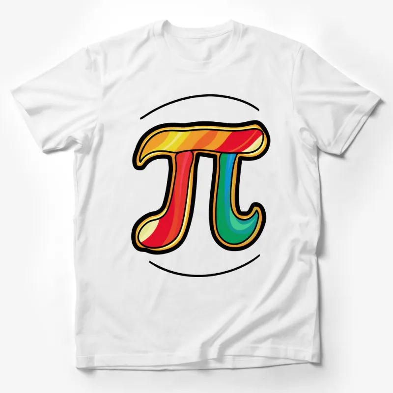 Colorful Pi Symbol Math T-Shirt, Rainbow Nerd Geek Tee, Teacher Gift, Casual Educational Mathematics Shirt, Unisex Apparel Male T-Shirt