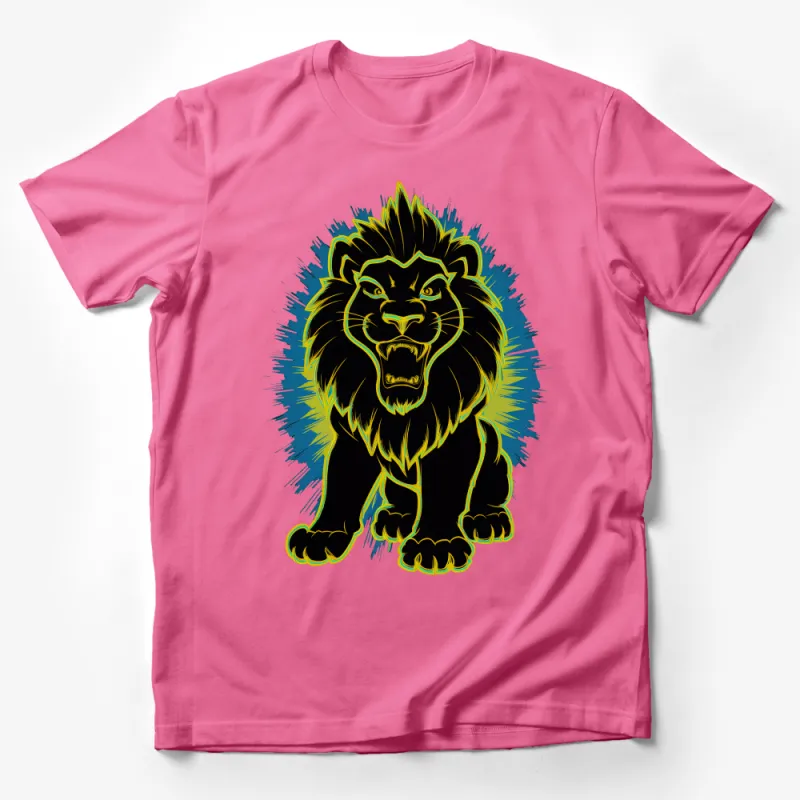 Graphic Lion T-Shirt, Bold Lion Roar Design Tee, Unisex Lion King Shirt, Majestic Animal Illustration Top, Wildlife Lover Gift Male T-Shirt