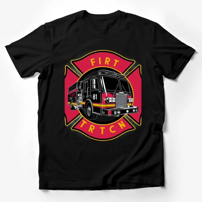 Fire Truck Engine 81 Graphic T-Shirt, Firefighter Support Tee, Fire Dept Casual Wear, Unisex T-Shirt Design, Unique Fire Department Apparel Male T-Shirt