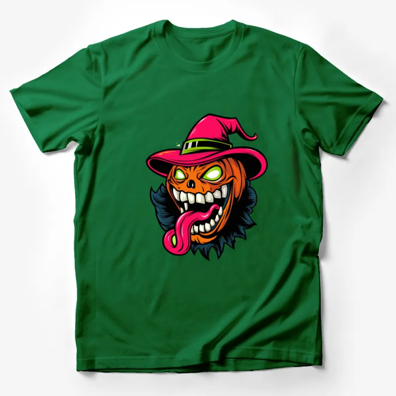 Halloween Pumpkin Witch Graphic Tee, Vibrant Monster Design, Unisex Halloween Shirt, Spooky Casual Wear, October Fall Fashion Top Male T-Shirt