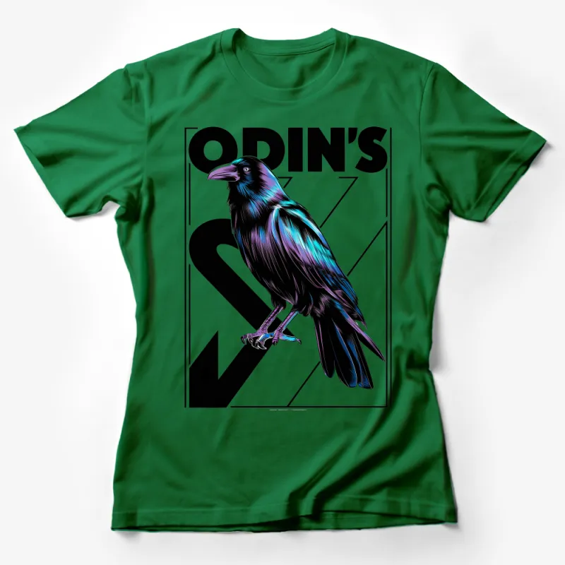 Odin's Raven T-Shirt, Norse Mythology Bird Tee, Vibrant Huginn Graphic Shirt, Unisex Female T-Shirt