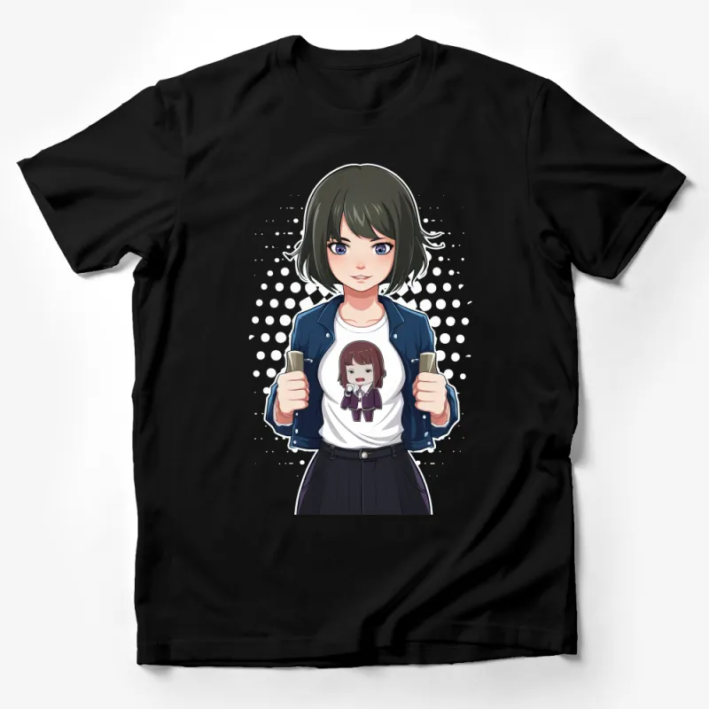 Anime Girl T-Shirt, Cute Manga Character Graphic Tee, Casual Otaku Fashion Top, Stylish Female Illustration Shirt Male T-Shirt