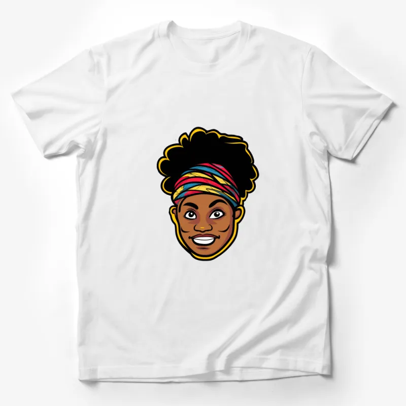 Women's Afrocentric T-Shirt, Vibrant Headwrap Graphic Tee, Cultural Pride Shirts, Urban Fashion, Casual Wear, Gift for Her Male T-Shirt