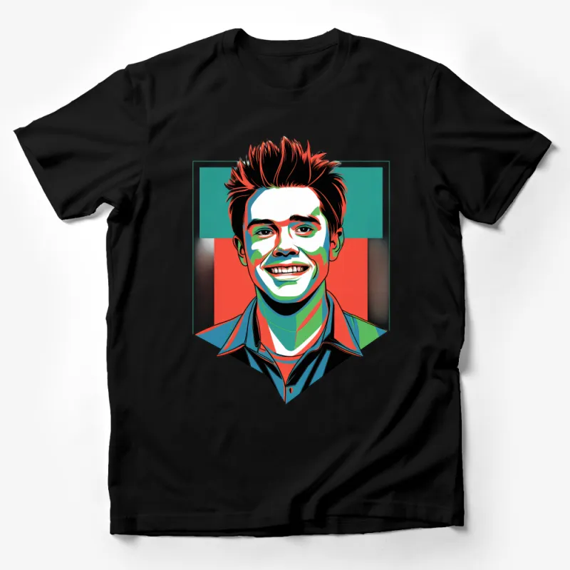 Vibrant Pop Art Portrait T-Shirt, Italian Flag Colors, Unique Graphic Tee, Fashionable Unisex Shirt, Artistic Casual Wear, Gift Idea Male T-Shirt