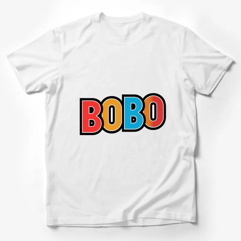 Bold Colorful BOBO Text Graphic T-Shirt, Unisex Statement Tee, Fashionable Hipster Urban Style Shirt, Casual Wear Male T-Shirt