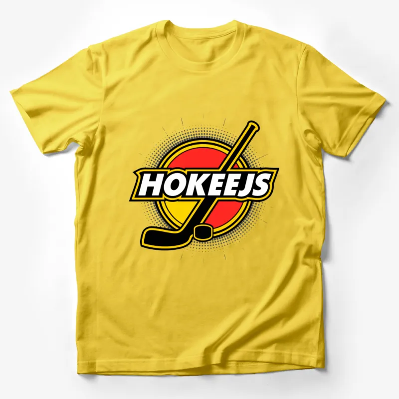 Colorful Hockey Graphic Tee, Retro Style Hockey T-Shirt, Unisex Casual Sportswear Top, Vibrant Summer Shirt Design Male T-Shirt