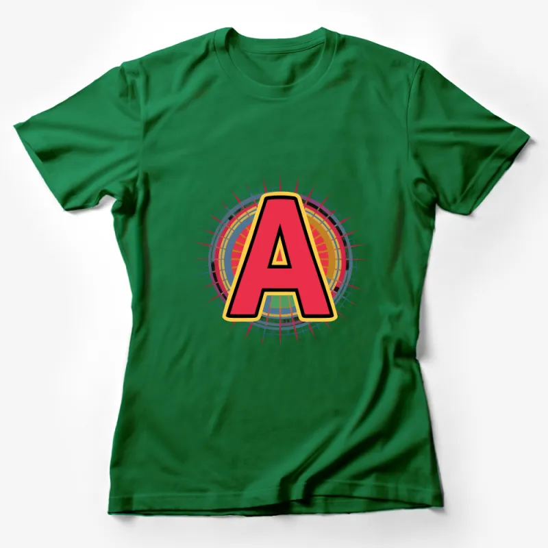 Colorful Alphabet 'A' Graphic T-Shirt, Unisex Modern Letter Print, Casual Tee for Everyday Wear, Vibrant Typography Design Female T-Shirt