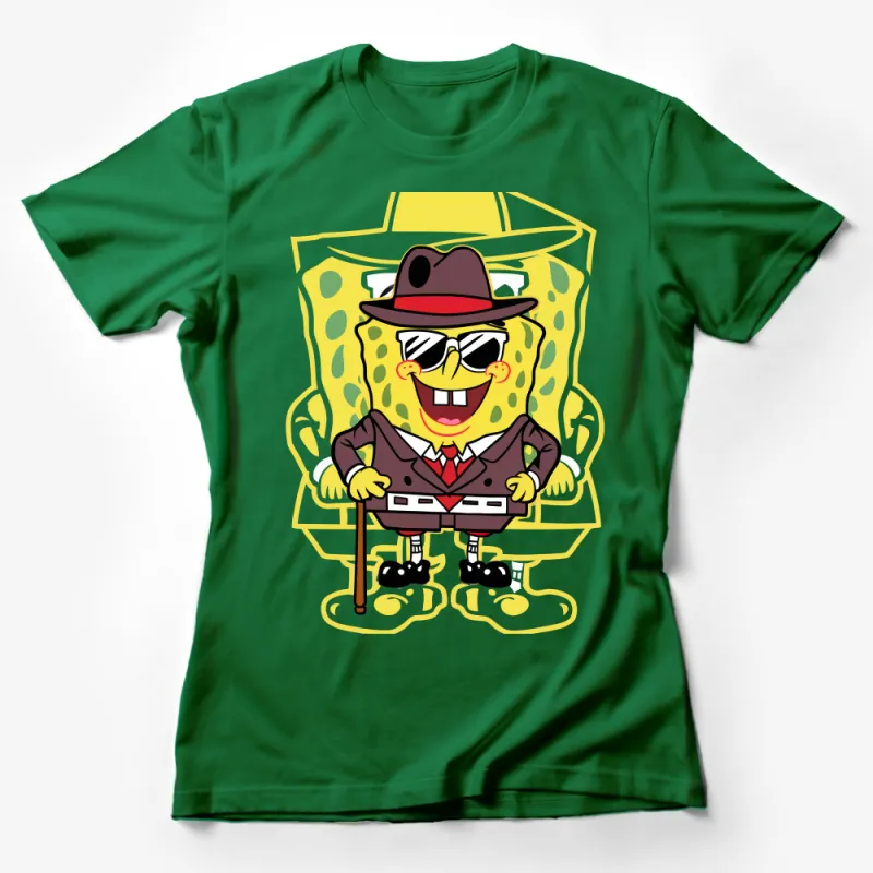 Unique Cartoon Detective Character T-Shirt, Stylish Illustration Tee, Trendy Graphic Shirt, Fun Novelty Apparel, All Sizes Female T-Shirt