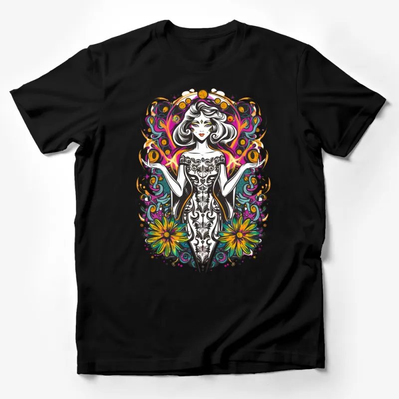 Women's Graphic Tee, Mystical Fantasy Art T-Shirt, Colorful Boho Chic Top, Stylish Casual Wear, Unique Gift for Her, Trendy Clothing Male T-Shirt