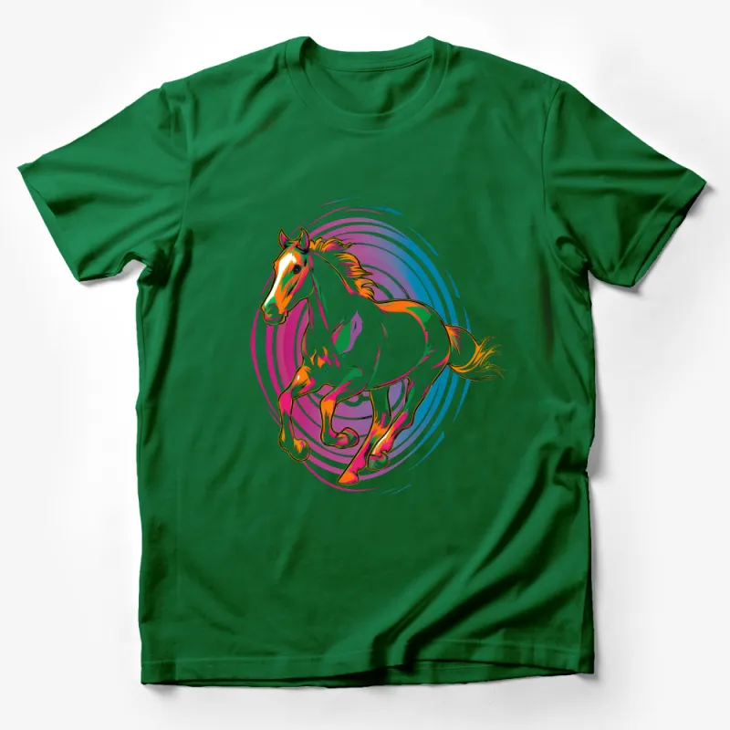 Colorful Horse Graphic T-Shirt, Abstract Art Design Tee, Vibrant Equestrian Fashion, Unisex Animal Print Top Male T-Shirt