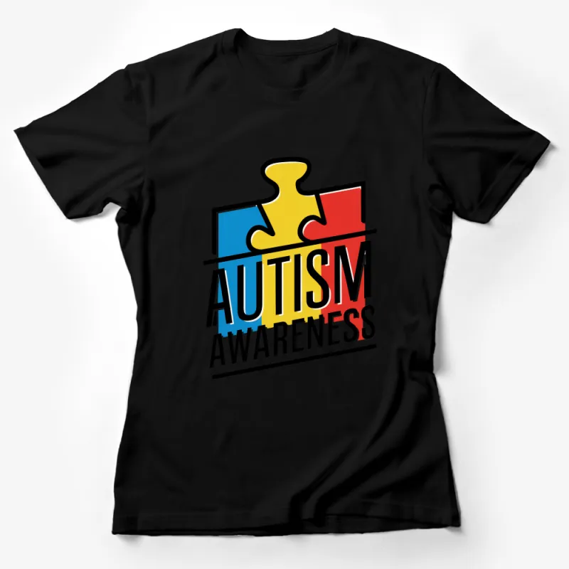 Autism Awareness Puzzle Piece Graphic Tee, Colorful Support T-Shirt, Unisex Tee for Charity Event, Casual Wear Female T-Shirt