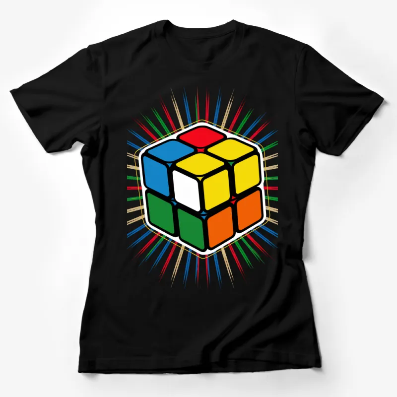 Colorful Retro Rubik's Cube T-Shirt, Unisex Vintage Puzzle Game Tee, Casual Geek Shirt, Fun 80s Nostalgia, Gift for Gamers Female T-Shirt